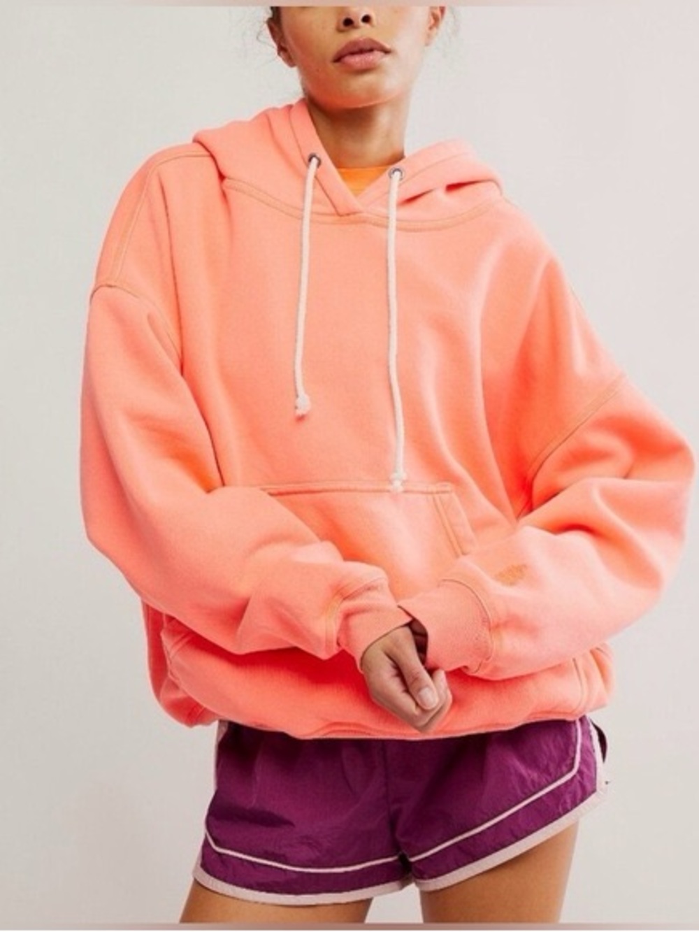 Free People Movement Final Call Peach Oversized Hoodie Sweatshirt